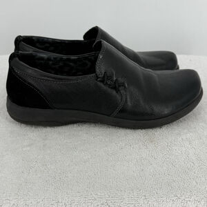 Abeo Shoes Women’s 6.5 Eastbourne Leather Slip On Comfort Cushion Black